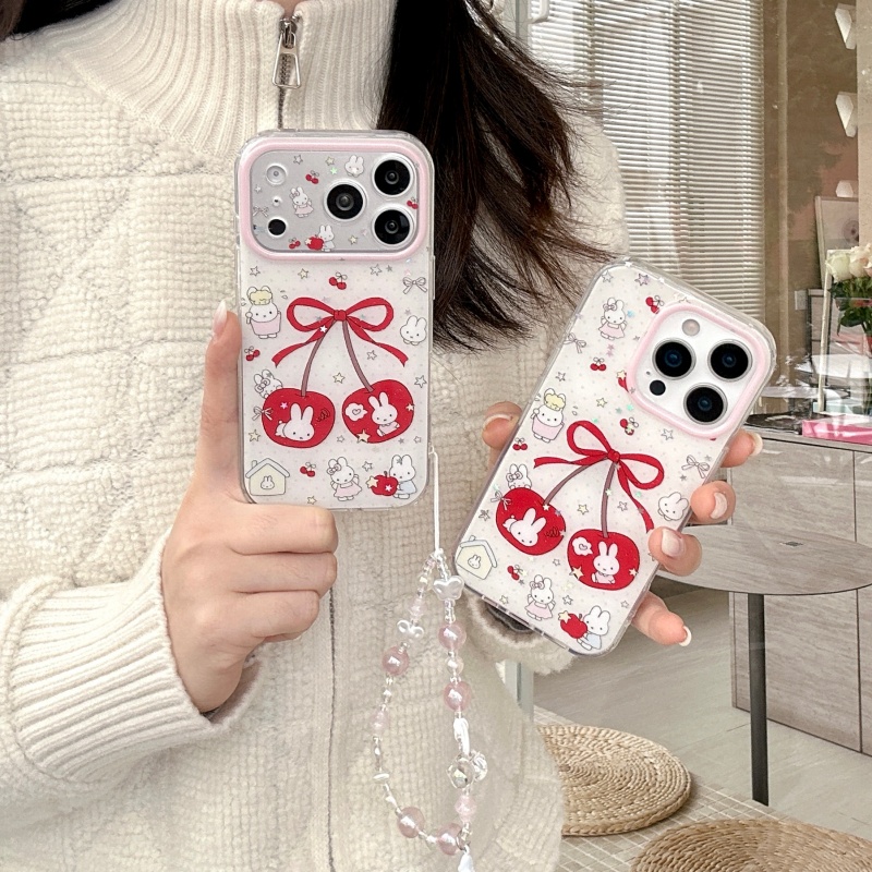 Cute Cartoon Wrist Strap Silicone Case - 귀여운 만화 캐릭터, 달콤한 체리, 미피,