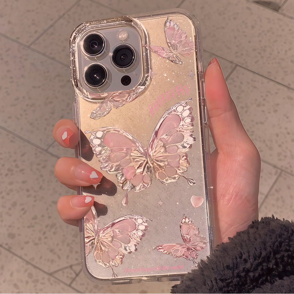 핑크 나비 클리어 글리터 폰 케이스 아이폰 17 13  - Clear Shockproof Bumper Case 리뷰 및 가격