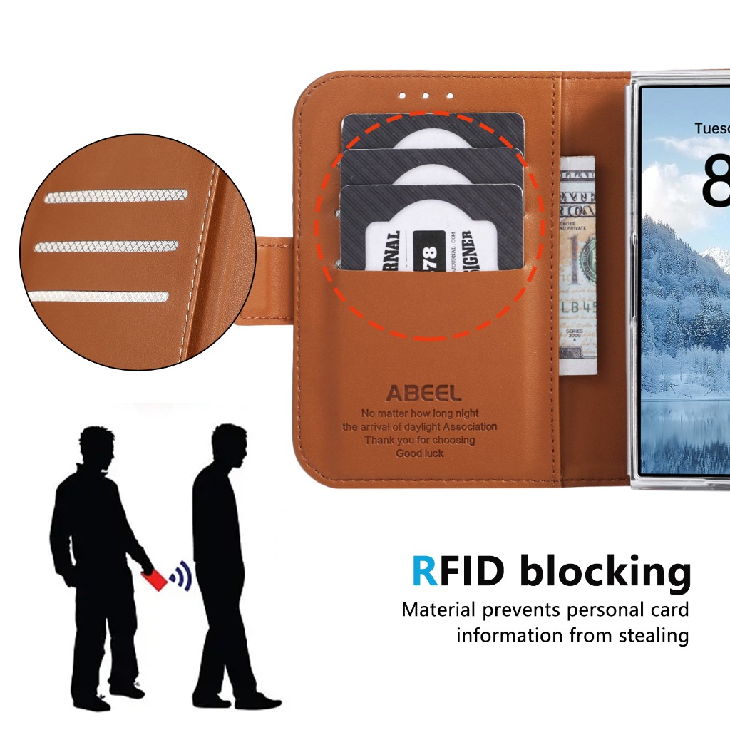 RFID 차단 기능이 있는 카드 지갑형 플립폰 케이스, - Leather Wallet Card Holder Phone Cover 리뷰 및 가격