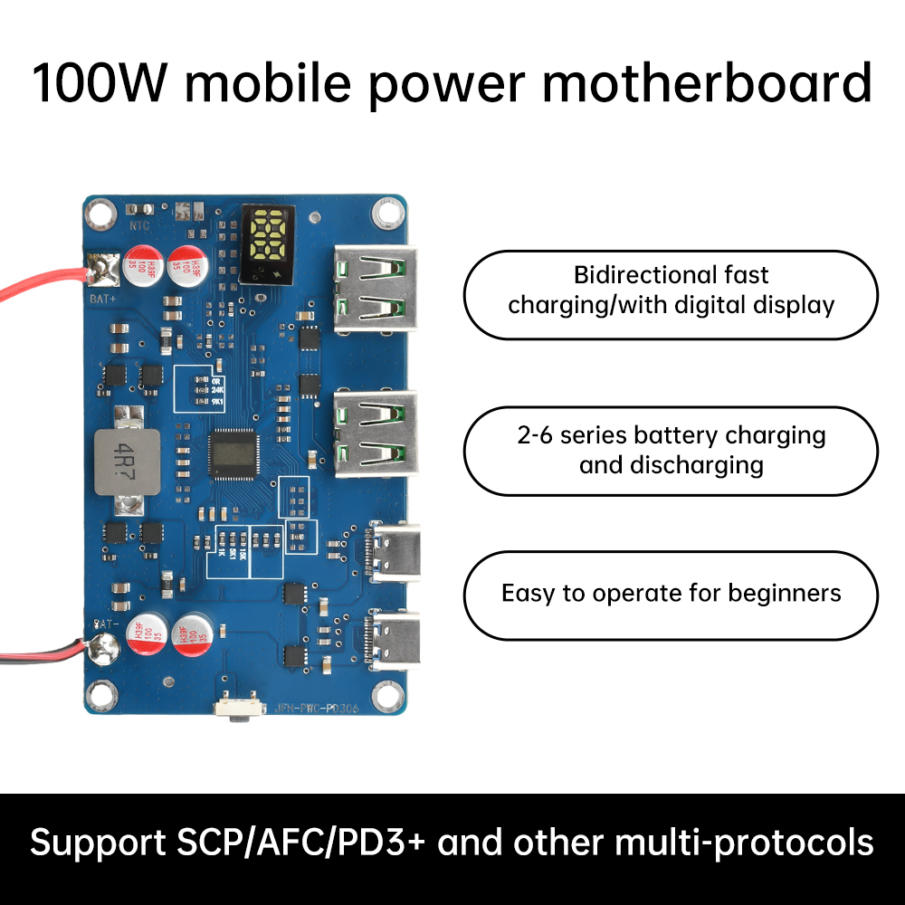100W PD QC 모바일 전원 모듈 2-6S 리튬 배 - Power Banks 리뷰 및 가격