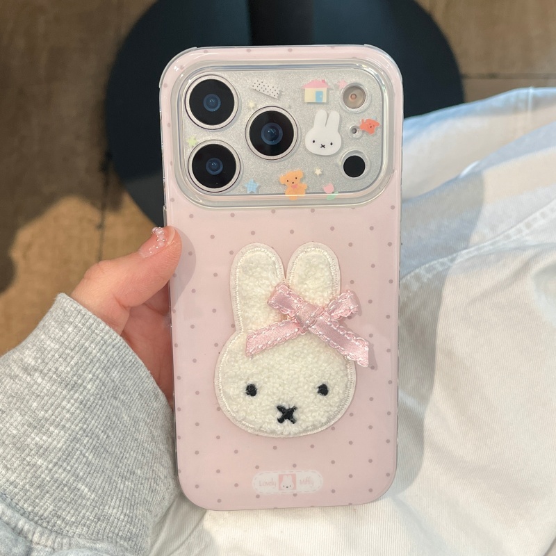귀여운 미피 캐릭터가 그려진 핑크색 물방울무늬 아이폰  - Cute Cartoon Wrist Strap Silicone Case 리뷰 및 가격