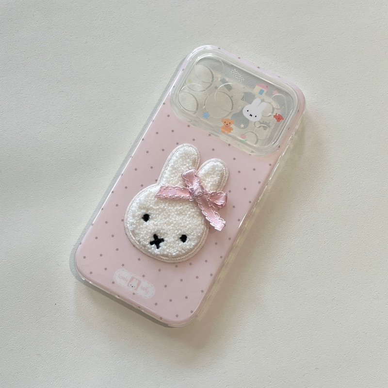 귀여운 미피 캐릭터가 그려진 핑크색 물방울무늬 아이폰  - Cute Cartoon Wrist Strap Silicone Case 리뷰 및 가격