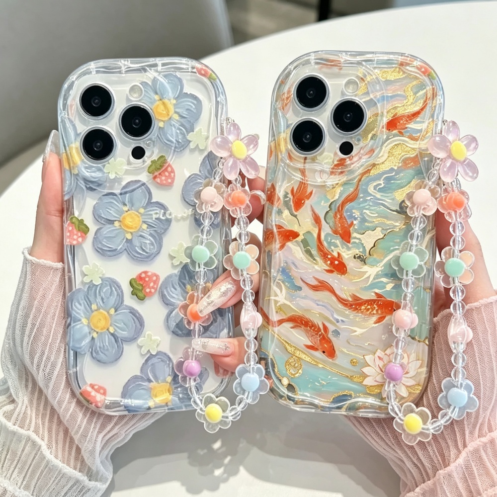 귀여운 꽃무늬 투명 케이스 샤오미 17T Pro 5G  - Cute Cartoon Wrist Strap Silicone Case 리뷰 및 가격